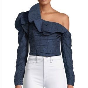 NWT Self-Portrait One-shoulder Floral Ruffled Top